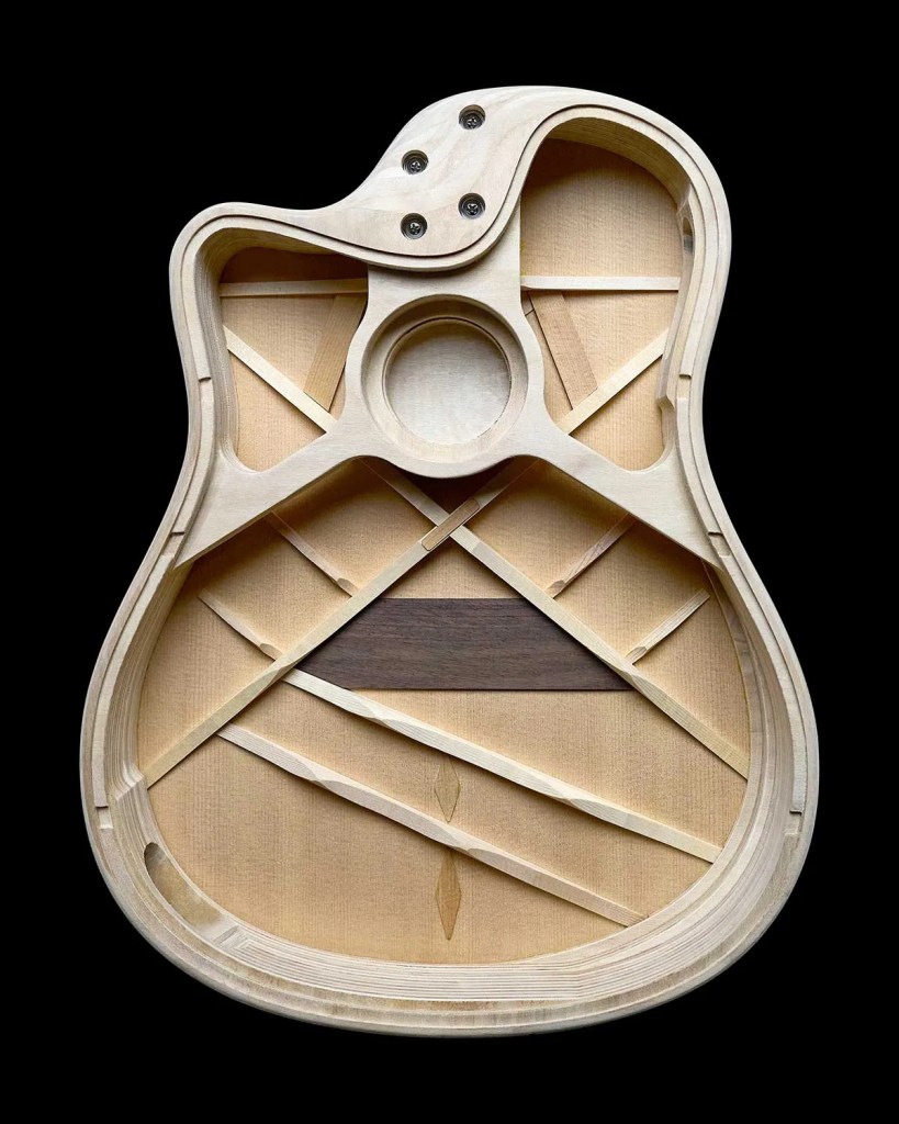 L.R. Baggs AEG-1 acoustic -electric guitar internal view. Courtesy of L.R. Baggs Courtesy of L.R. Baggs