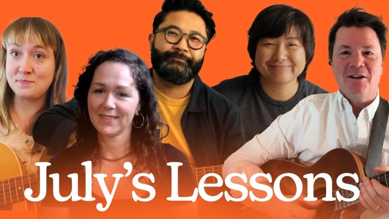 Acoustic Guitar's 2025 Teaching Artists: Isa Burke, Mamie Minch, Thu Tran, Lisa Liu, Sean McGowan (l-r)