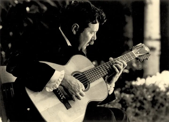 Robbie Basho with guitar